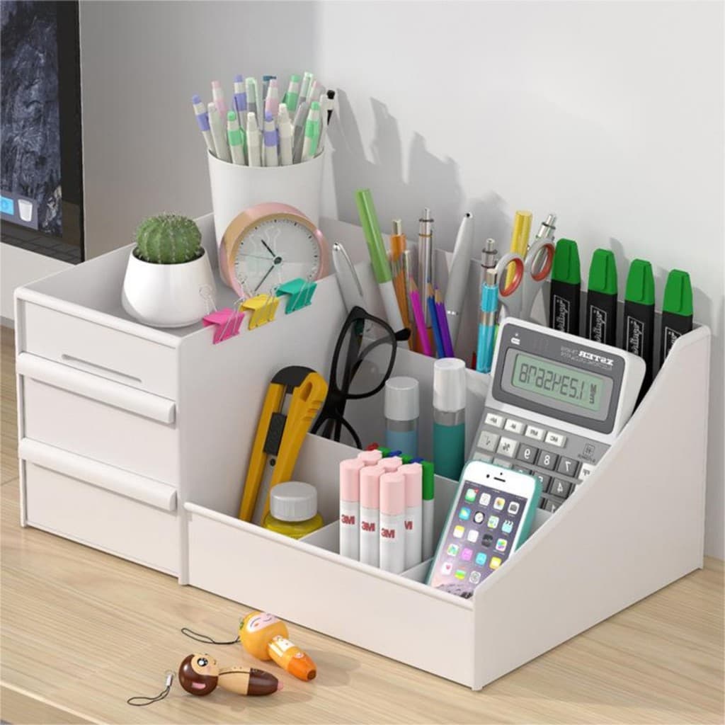 Organizador de Mesa Multiuso com Gaveta Lorben Porta Treco para Escritório Caneta Cosméticos