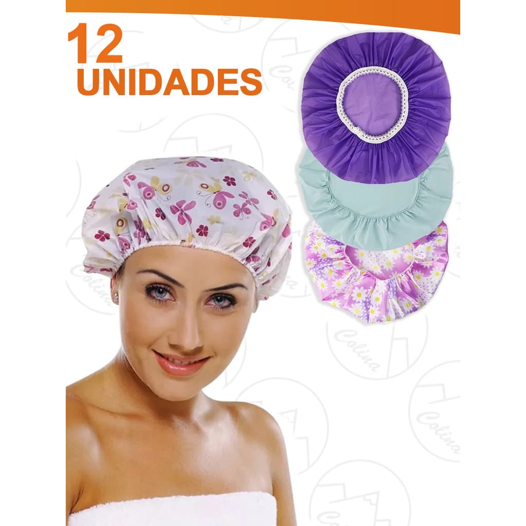 Kit 2 a 12 Toucas Para Banho Com Elástico Impermeável Tintura Hidratação Várias Estampas Kolling Sell