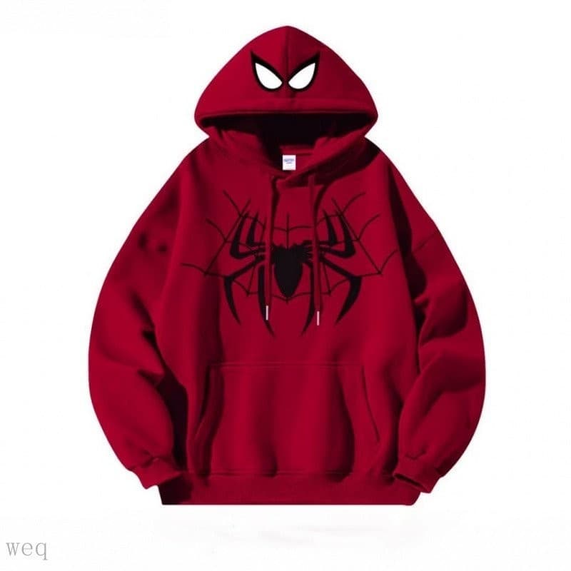 [Envio Rápido] Moletom com Capuz de Aranha Bordado com Zíper Branco Esportivo Manga Longa Moda Casal -52