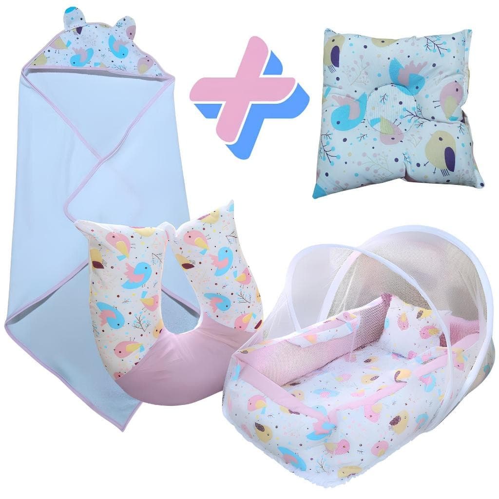 Kit Perfeito: Toalha Infantil, Ninho Redutor, Almofada de Amamentação e Travesseiro Anatômico