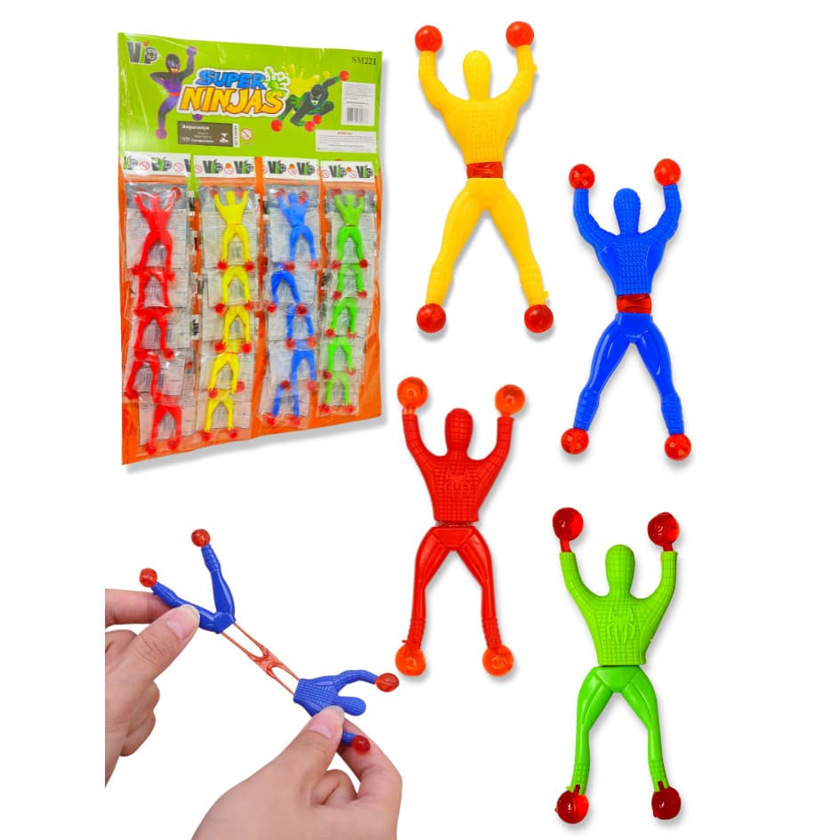 Kit 4 Boneco Ninja Que Gruda Na Parede De Brinquedo Infantil