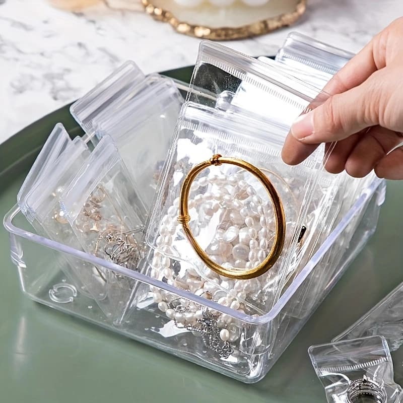 Saco de 100/50/20 peças para armazenamento de joias-Transparente para colares e pulseiras