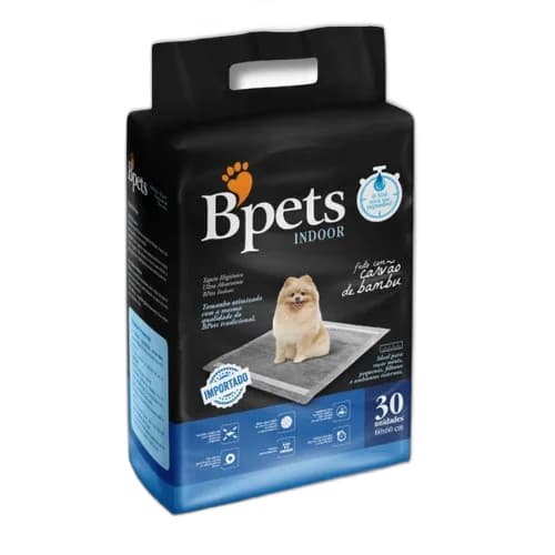 Tapete Higiênico Pet Bpets Carvão De Bambu 60x60cm 30 Unid