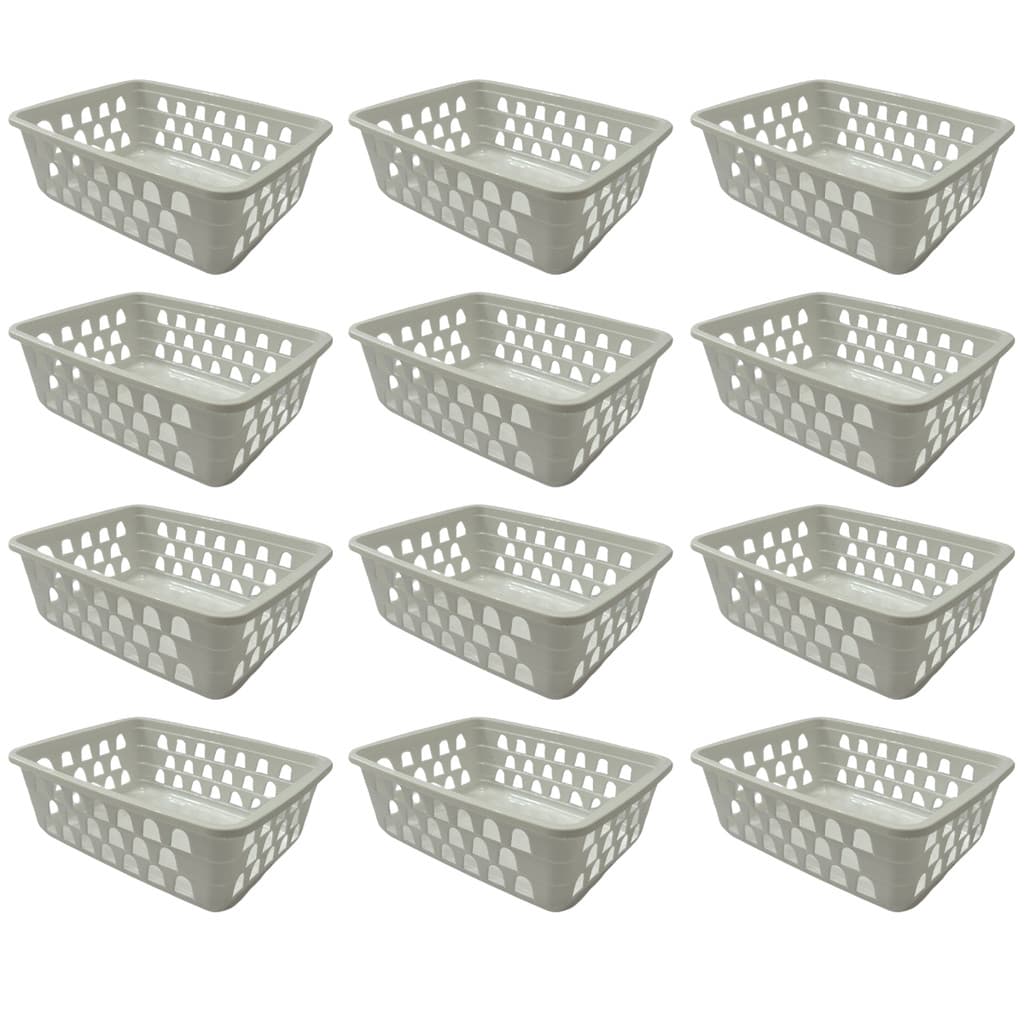 Kit 12 Cestos Organizador Multiuso Médio Empilhável Armário Gaveta Lavanderia 20x16x6