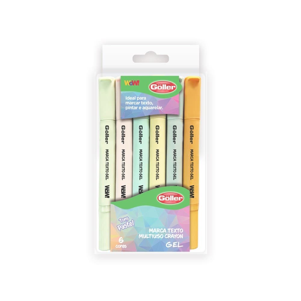 Marca Texto Gel Wow Cor Pastel Com 6 Unidades Göller