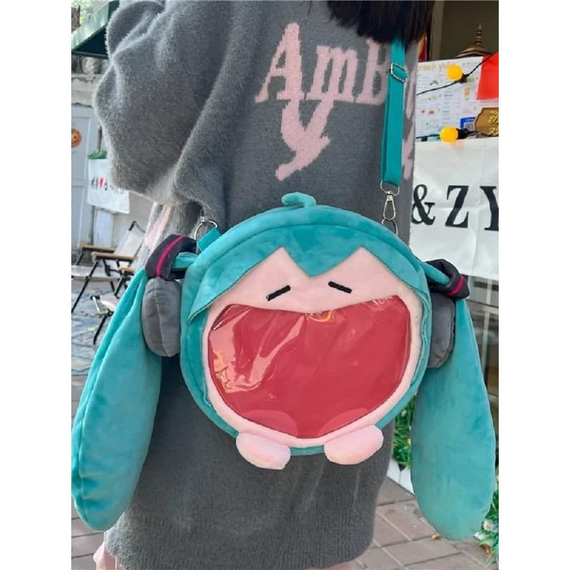 Anime Hatsune Miku Saco Q Versão Kawaii Figura De Pelúcia Modelo Boneca Brinquedo Bolsa De Ombro Mochila Presentes