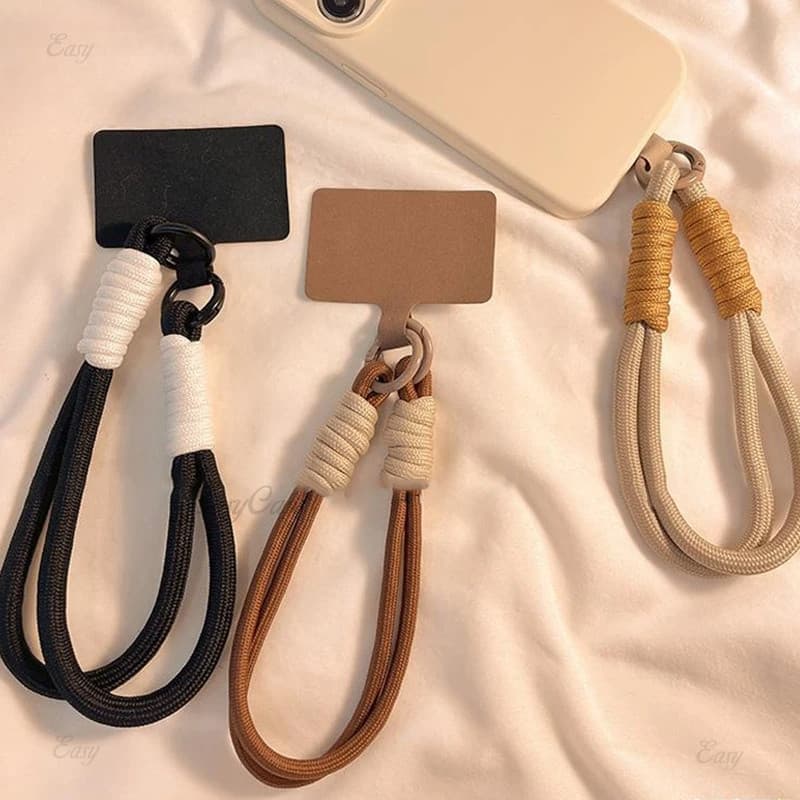 Anti-Perda Pulseira Curta Pingente INS Estilo Trança Cordão Do Telefone Móvel Cor Sólida Cinta Pendurado Corda Com Espaç
