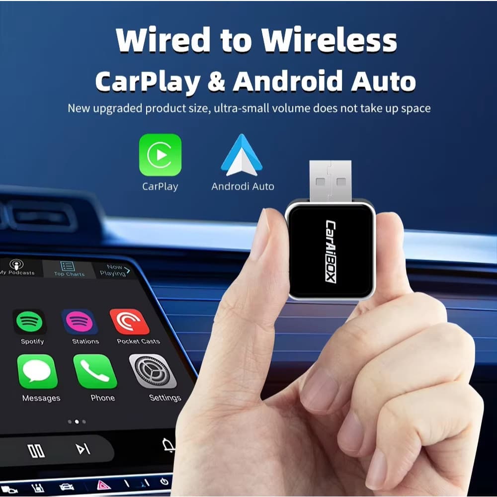 Novo 2-Em-1 CP + AA Carplay Android Auto Mini Adaptador Sem Fio Com Para USB/- C Dongle Plug and Play