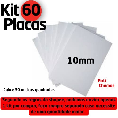Kit 60 peças de placa de Isopor antichamas 1cm (10mm) tamanho 100x50x1cm