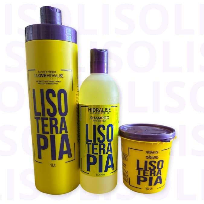 Kit Progressiva Lisoterapia S/Formol + Shampoo Anti Resíduos + Máscara Reconstrutora