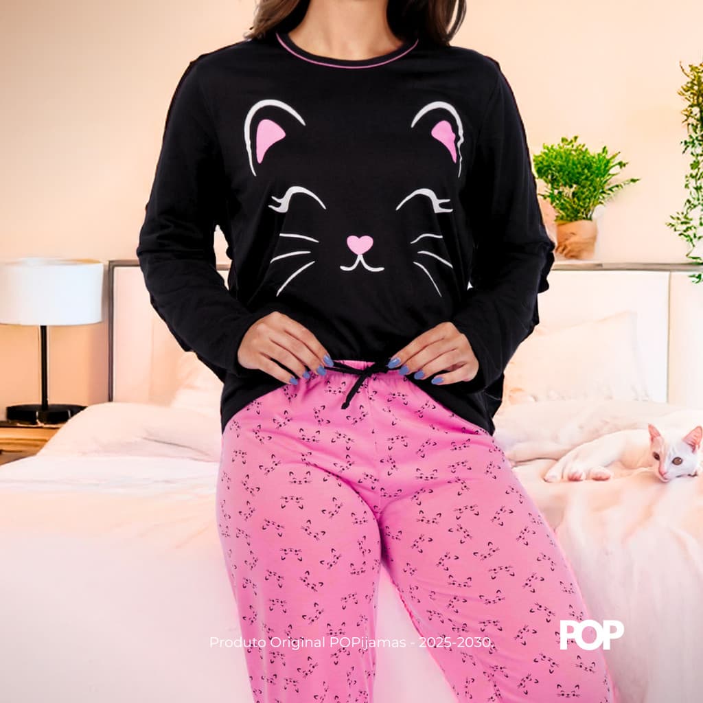 Pijama Feminino Inverno Longo Blogueira Calça e Blusa Master Confort Estampado Fofinho POPijamas