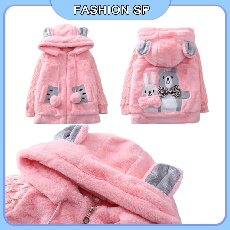 Casaco Com Capuz De Outono E Inverno Para Meninas E Crianças Casaco De Pelúcia De Urso