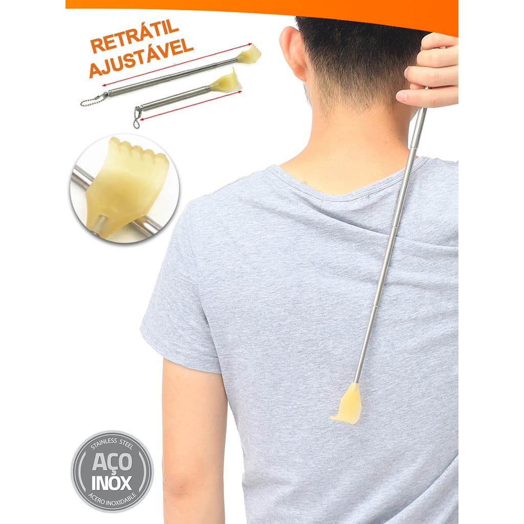 Coçador Regulável Retrátil Para as Costad Ajustável Mãozinhas Aço Inox Kolling Sell