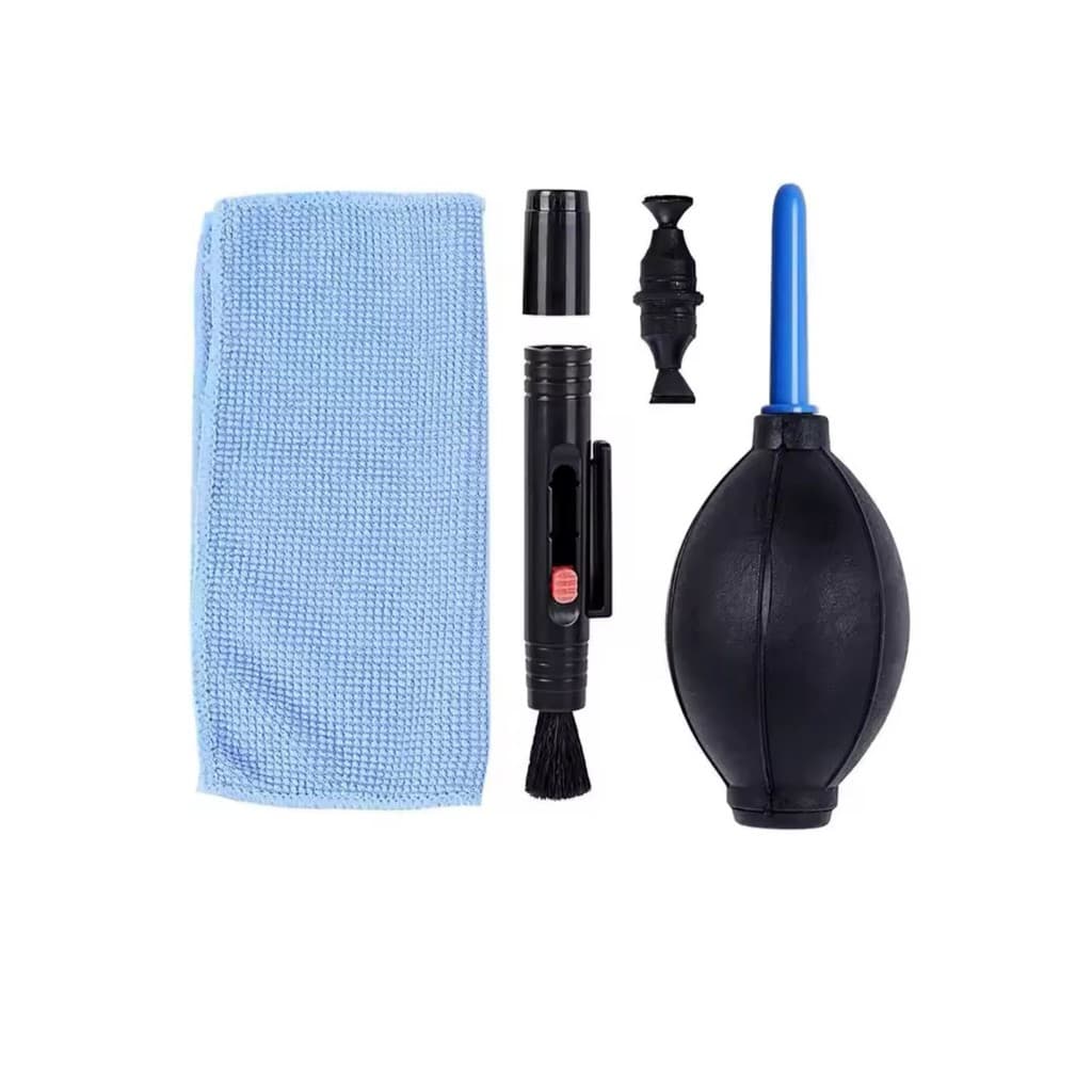 Kit Limpa Câmera Fotográfica C/ Soprador, Pano E Pincel