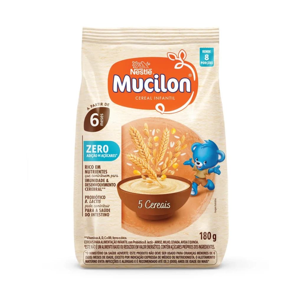 Cereal Infantil Mucilon 5 Cereais Zero Açúcares - 180g