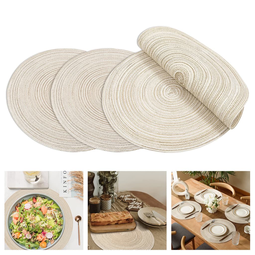 4/8 Peças Jogo Americano Kit Poliéster Algodão e linho Mesa Posta Jantar Design de Rotundidade B1038/B1009