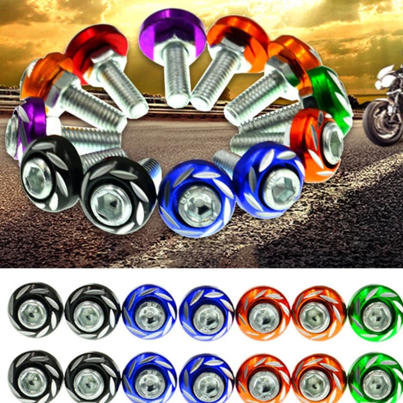 Par Parafuso Para Placa De Moto E Carro Kit c/ 2 Anilha Em Alumínio Rosca M6 Fender Washers