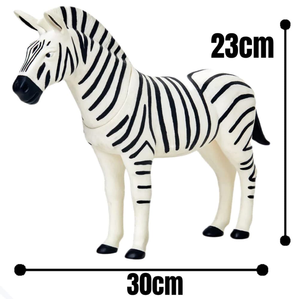 Boneco Zebra Safari 30cm  Brinquedo Animal Realista em Vinil Ideal para Crianças e Colecionadores