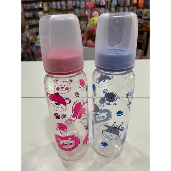 Mamadeira Pituca Bico Orto ou Redondo Barato 240ml (1 unidade ) rosa e azul