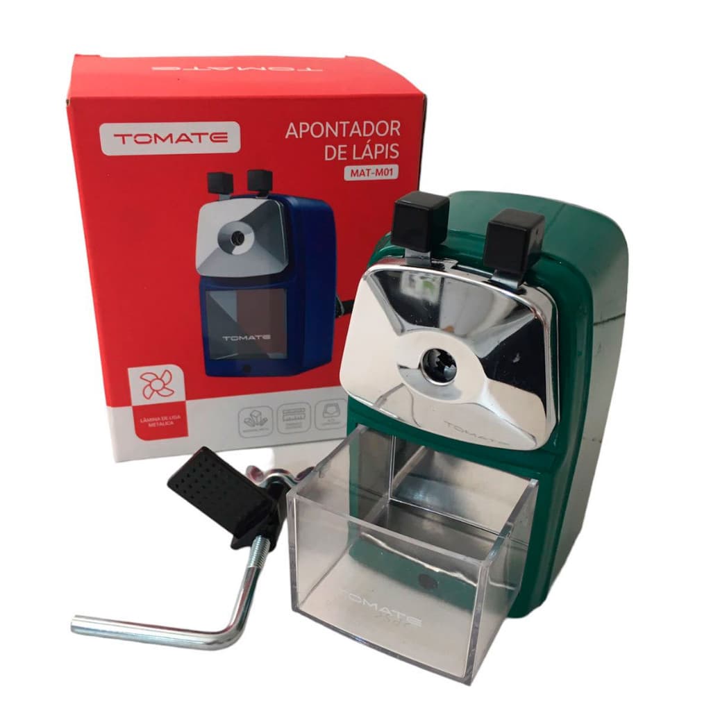 Apontador Manual De Lápis Vintage Com Manivela Fixação Mesa MAT-M01