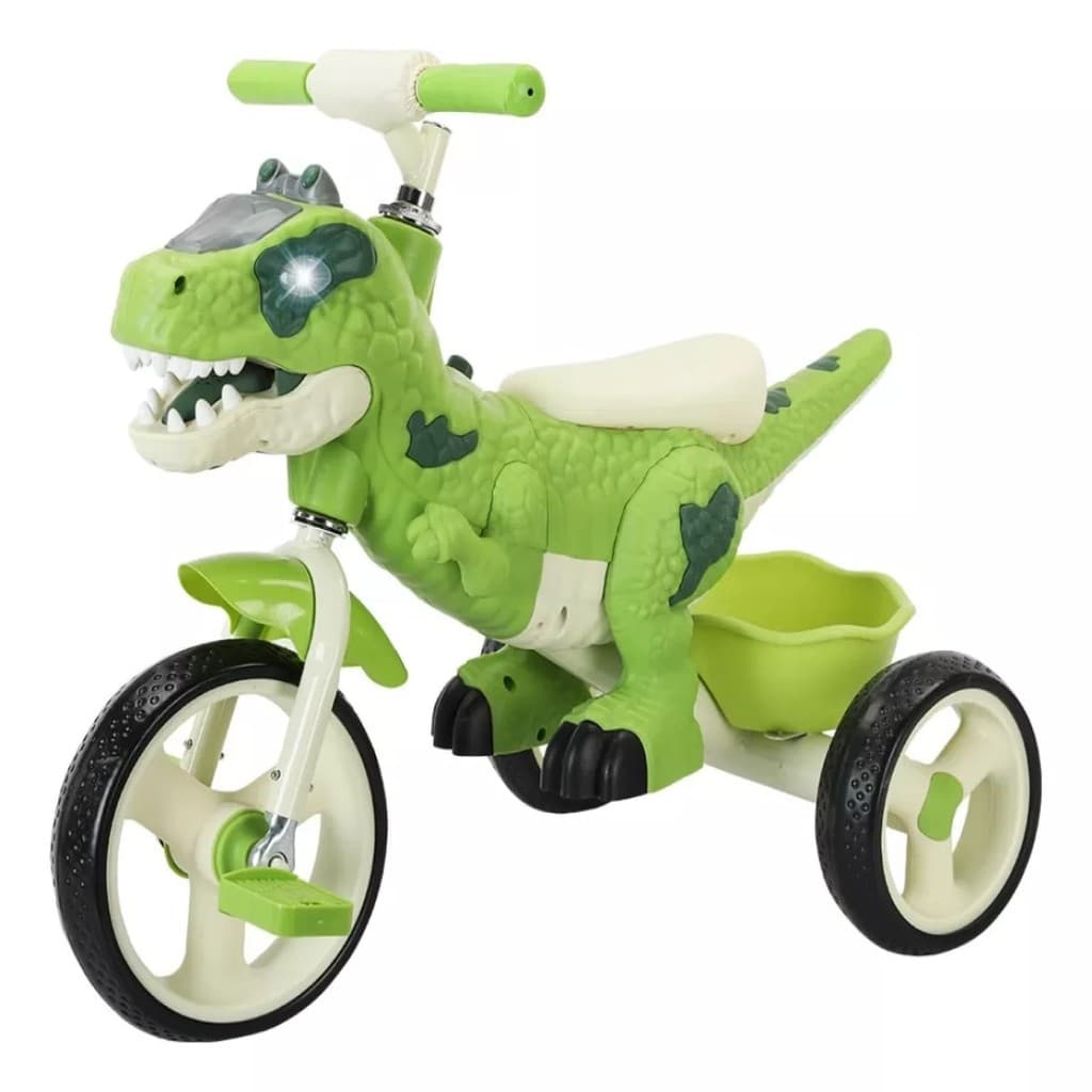 Triciclo Infantil Dinossauro Até 50kg Com Som Luz E Cestinha