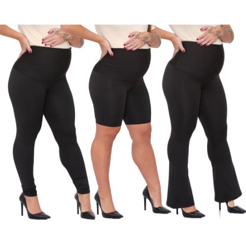 Kit 3 peças Gestante Bermuda Flare Legging Super Suplex