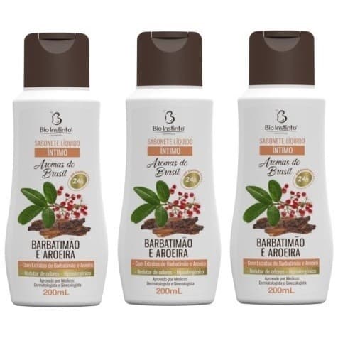Kit 3un Sabonete Íntimo  Barbatimão e Aroeira 200ml | Bio Instinto