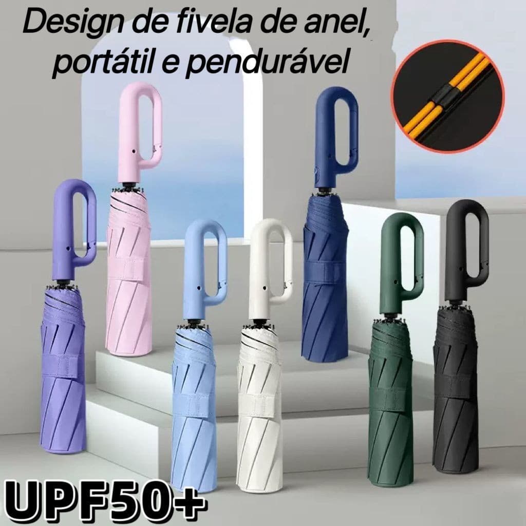 Guarda Chuva Automático Abre E Fecha Reforçado Contra Vento Proteção Solar Blackout