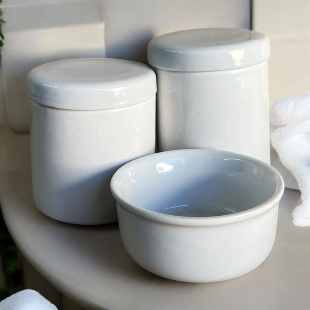 Kit Higiene de Porcelana para Bebê Branco Unisex