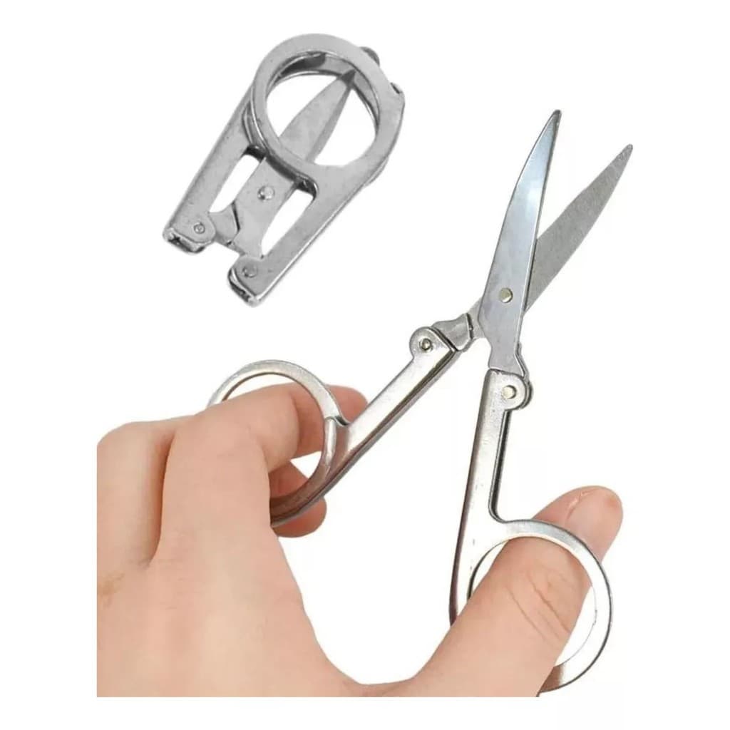 Kit Com 12 Mini Tesoura Tesourinha Dobrável Metal Pequena Chaveiro Portátil