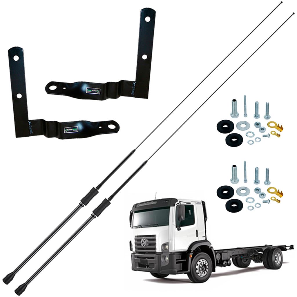 2 Antena Px Bobinada Mini Argentina Black Parafusos Anti-furto Vw Constellation