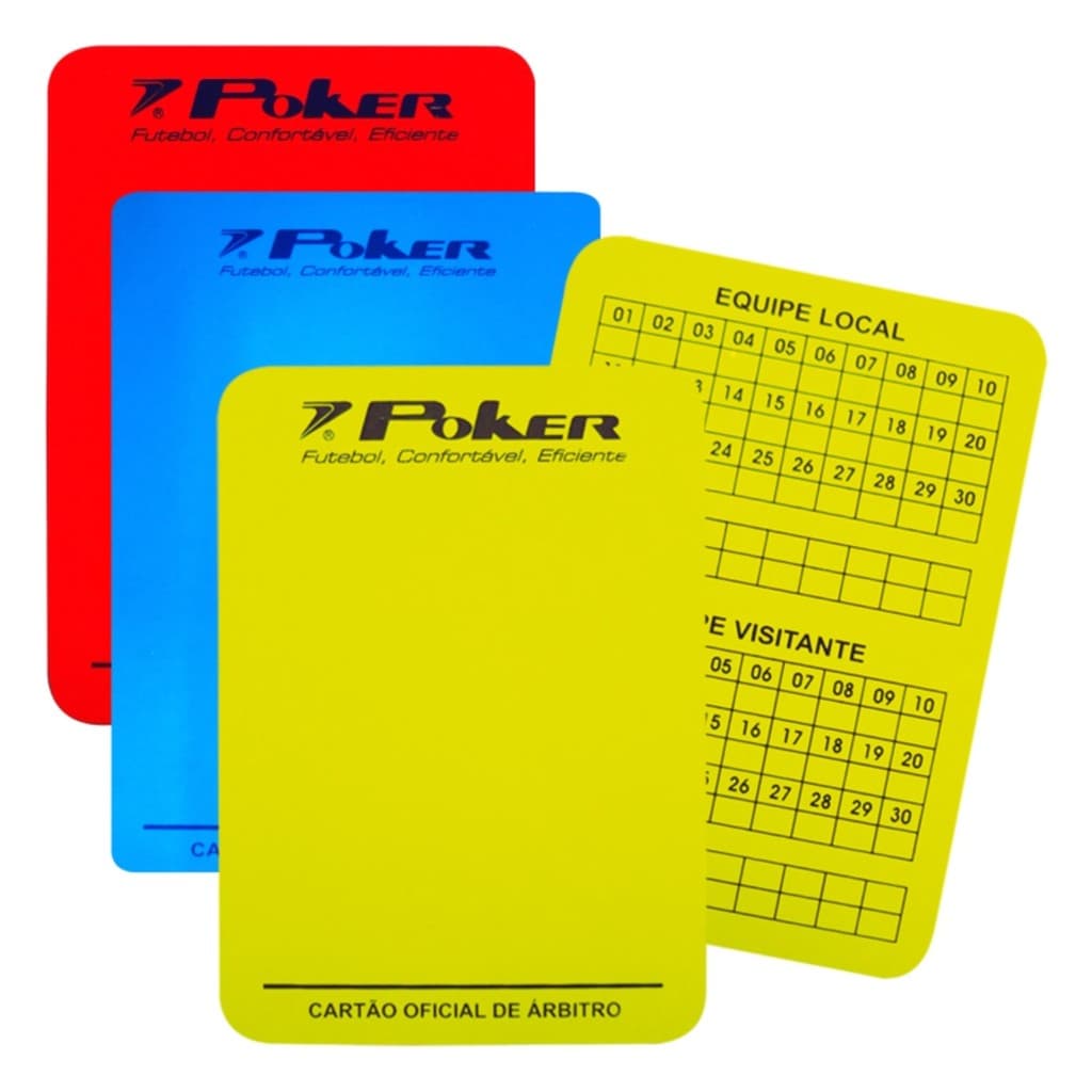 Kit Cartão Árbitro Juiz Poker C/ 3 Futsal Futebol Salão Azul