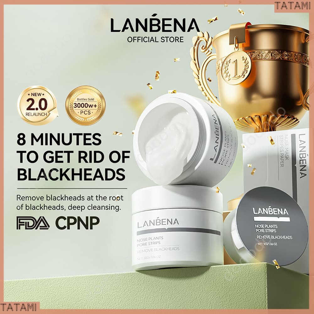 LANBENA Nariz Cravo Remoção Tira Limpa Esfoliante Profundo 2 % BHA Máscara Calmante Whitehead TATAMI