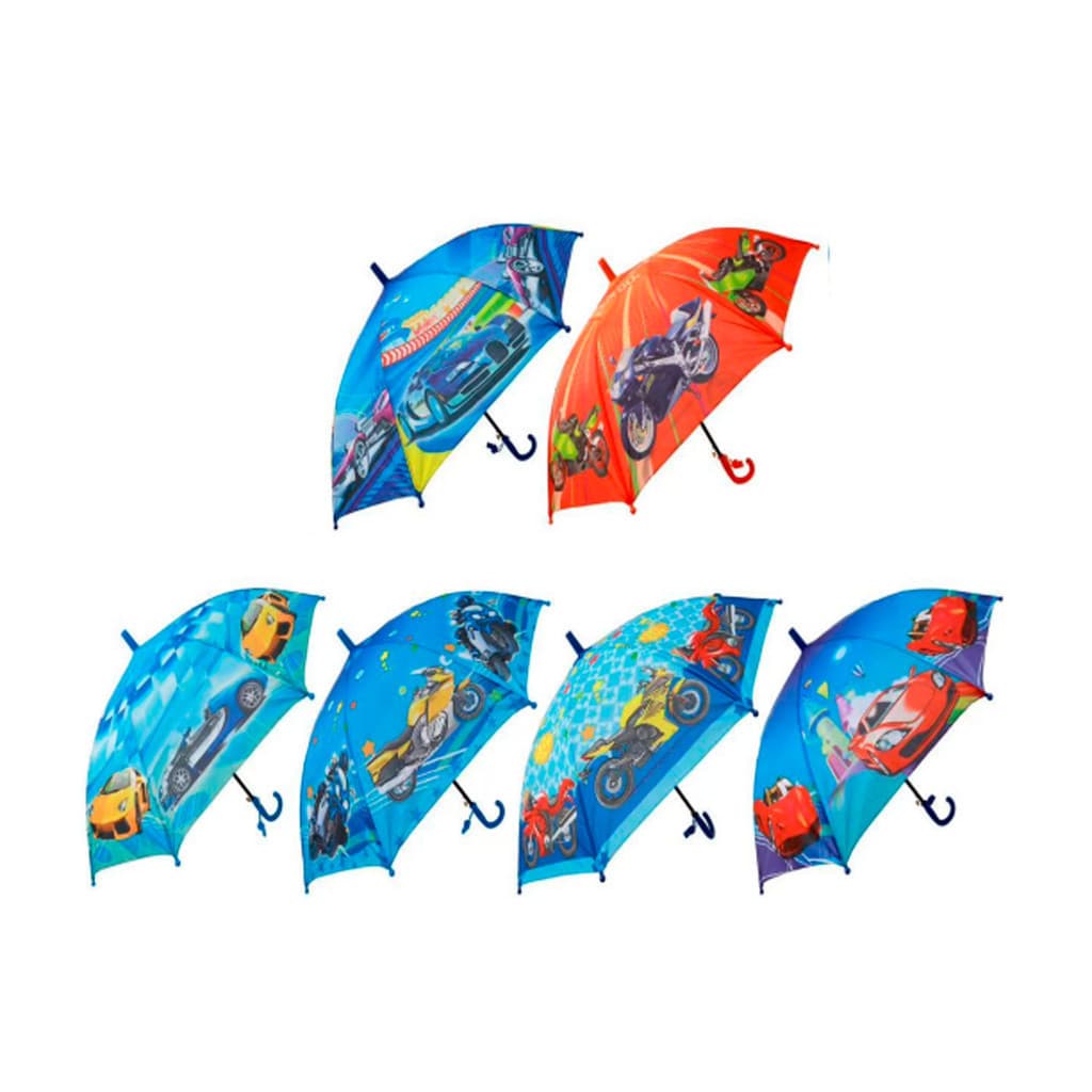 Guarda Chuva Infantil Bengala Automático Desenho Carro Reforçado 8 Varetas Grande Haste de Metal  C-104