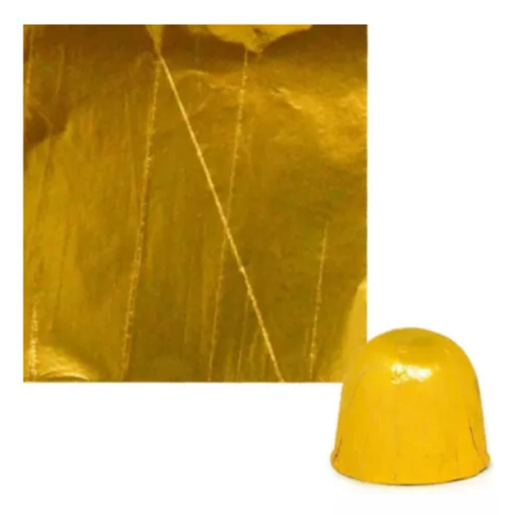 300 fls Papel Chumbo P/ Chocolate 12x12cm Amarelo Ouro cromus