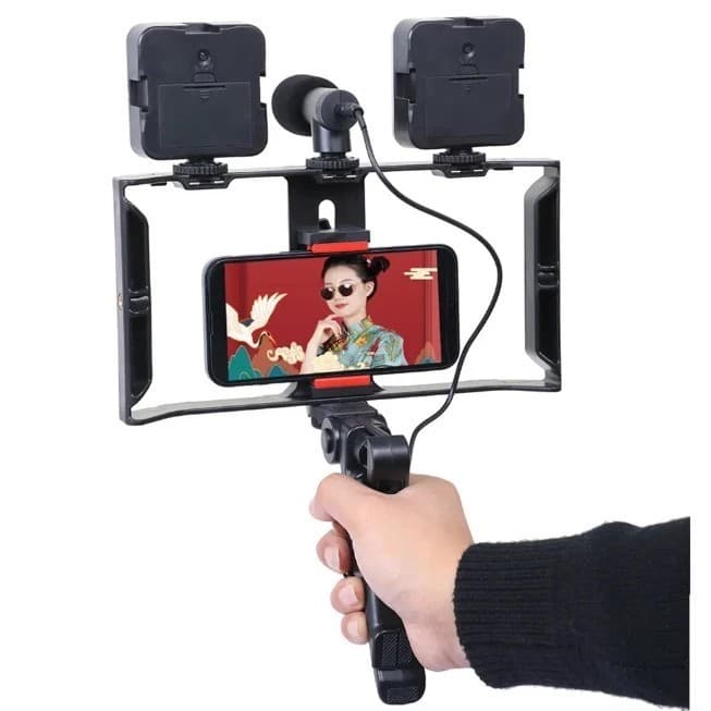 Estabilizador Kit Video Making Suporte De Gaiola De Coelho Com Tripés Móvel Para Celular E Câmera