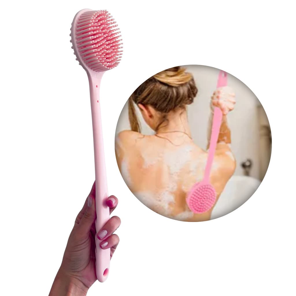 Escova de Banho Massageadora Relaxante Silicone Lava Costas