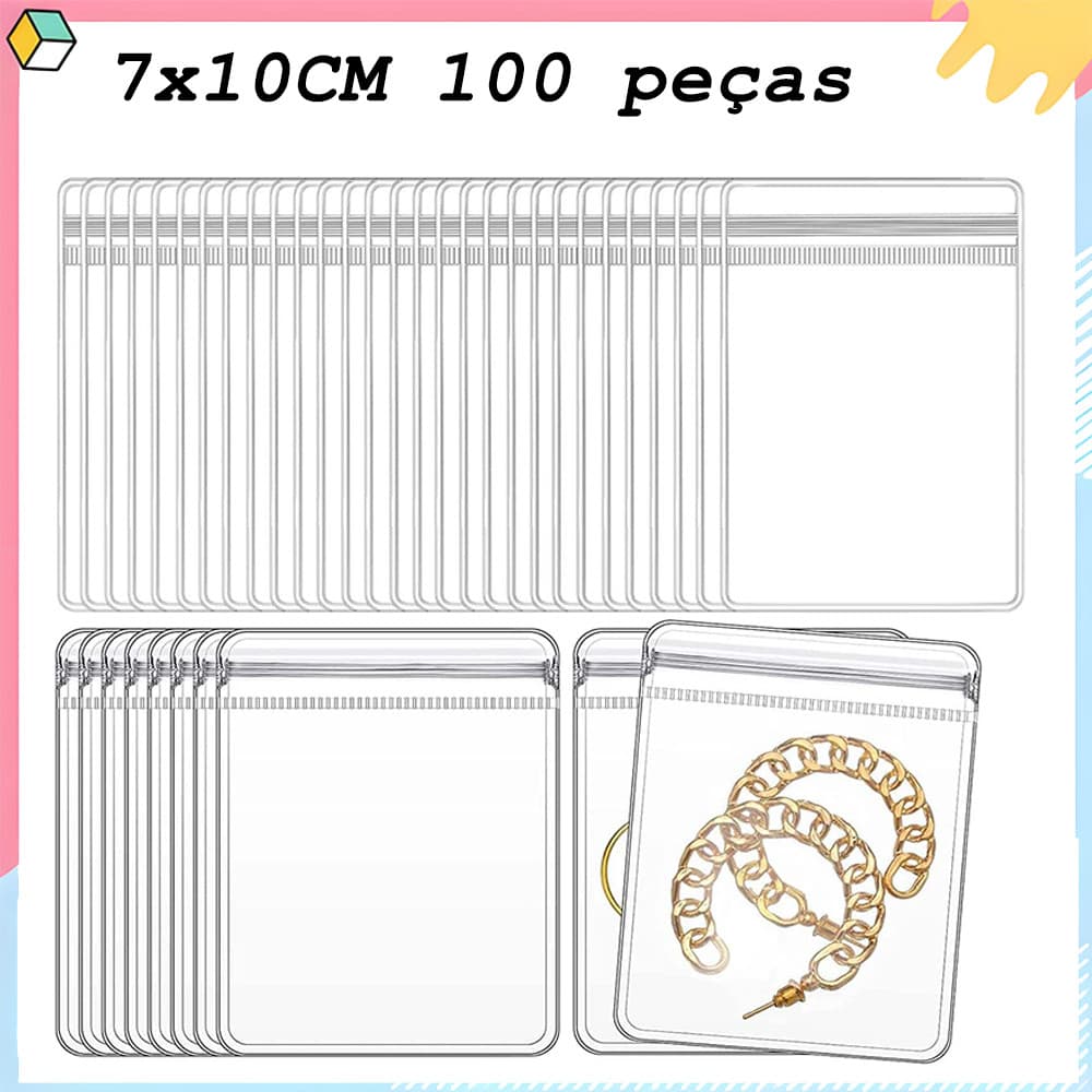 100 peças para embalagem de joias saco plástico reselável