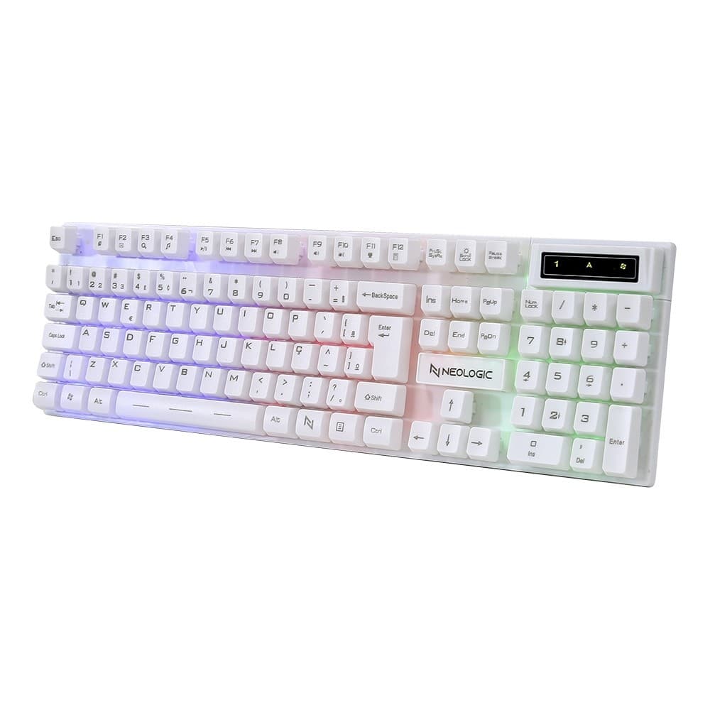 TECLADO GAMER NEOLOGIC INFINITE PLAY WHITE SEMI MECÂNICO ABNT2 RAINBOW BRANCO - IFNT-WT