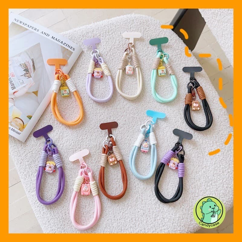 Alça De Telefone Pendurada Portátil Bonito Dos Desenhos Animados Menina Torção Corda Anti-Perdido Elegante Forte Pulso C