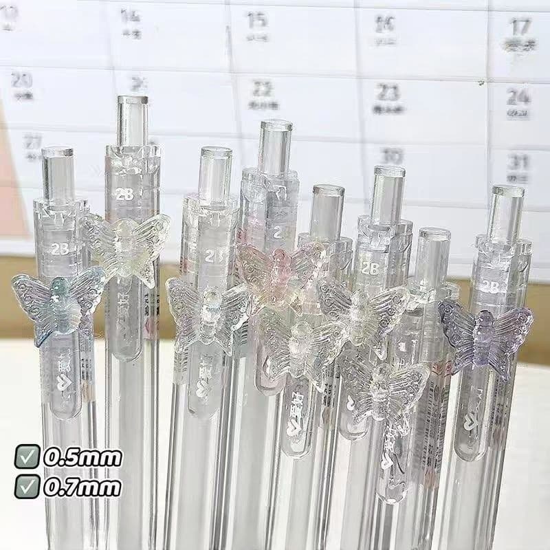 Lápis Mecânico Borboleta Transparente Criativo Automático 0.5/0.7mm