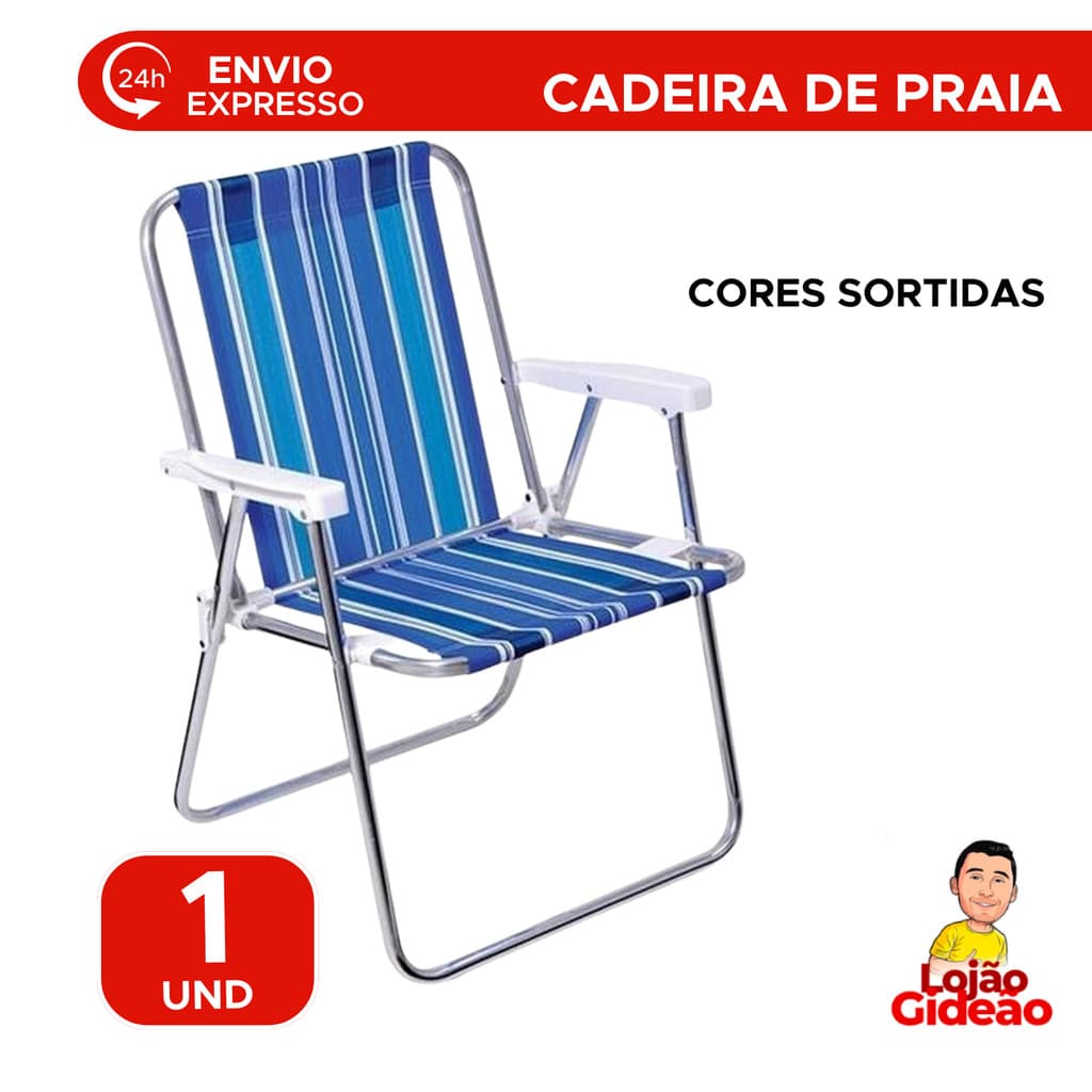 Cadeira de Praia e Piscina Alta Alumínio Dobrável Forte Leve Praia Piscina Rio Mor Cores Sortido