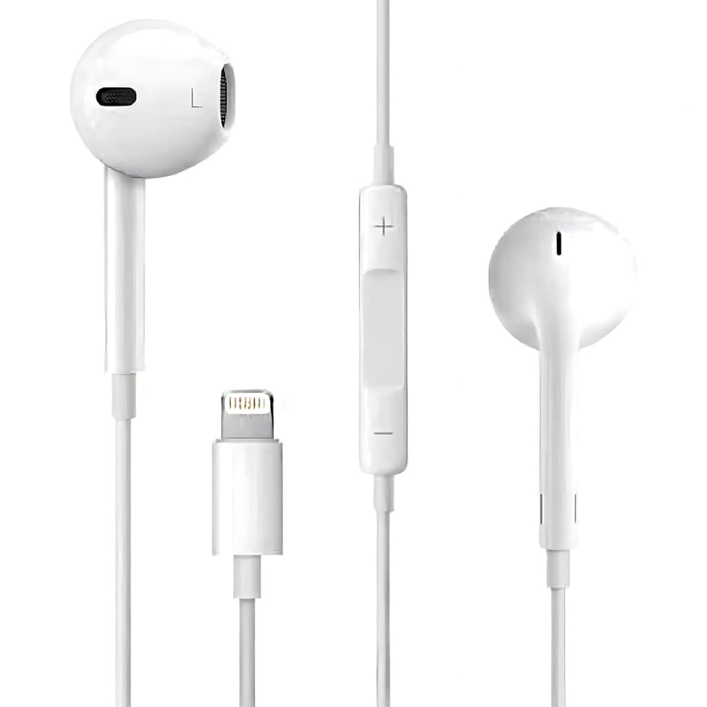 Fone de Ouvido Com Fio Branco Estereo  Microfone Controle de Volume P2  Iphone Tipo C