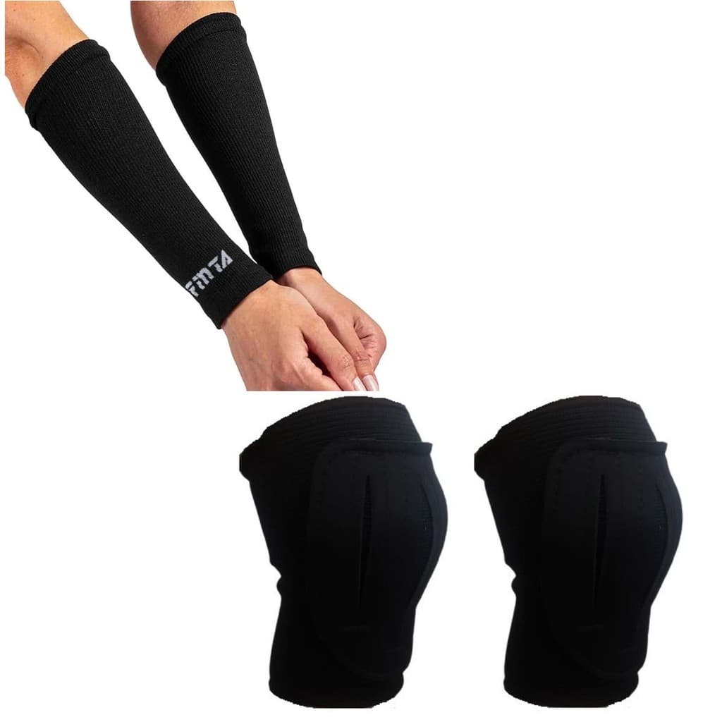 PROMOÇÂO Kit Vôlei - Par de Manguito Curto da Finta e Par de Joelheira C/ Feltro para Voleibol