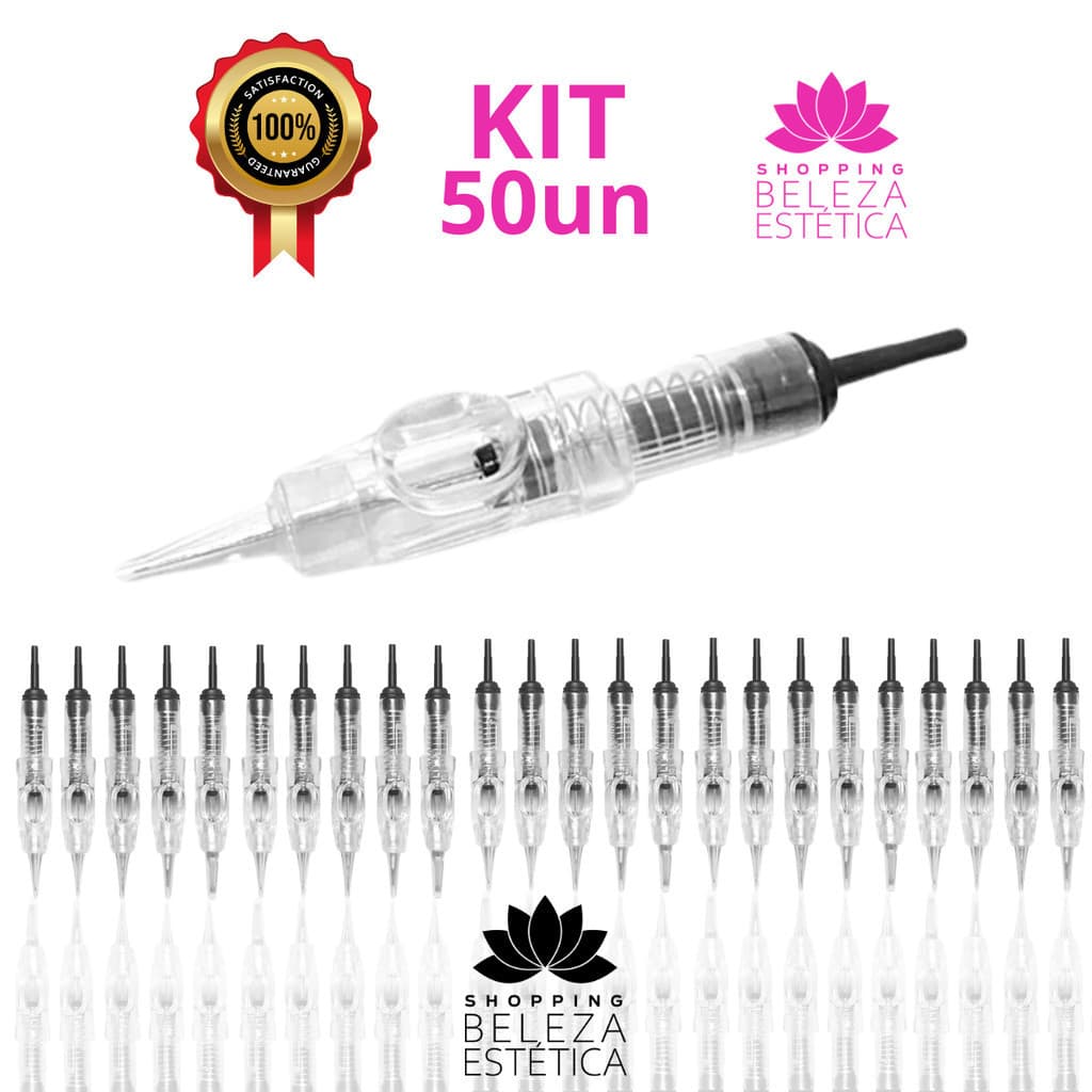 50 Agulhas Dermografo Easy Click 1 Ponta/ 2 Pontas/ 3 Pontas/ 5 Pontas Kit com 50 Unidades