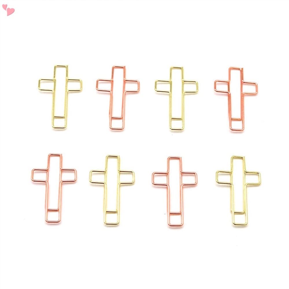10 Clipes De Papel PCS Cute Paper Clips Ouro E Rosa Cores , Em Forma De Cruz Bookmarks Material De Estudo Bíblico , Jornalismo Cristão Para Mulheres Homens Christian