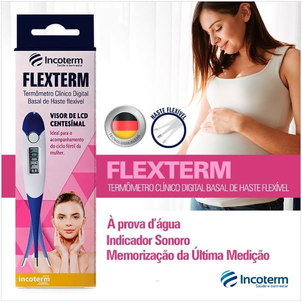 Termômetro Flexterm Incoterm Clínico Digital Basal de Haste Flexível