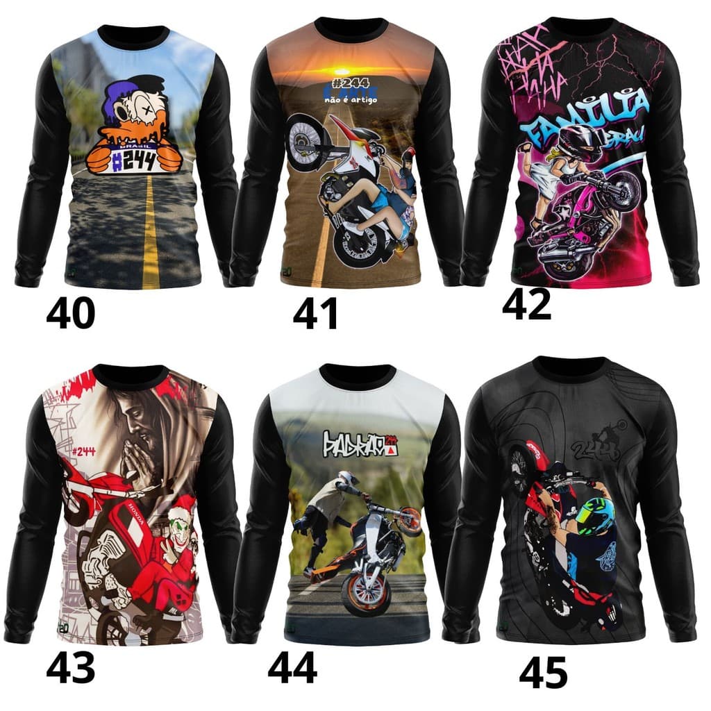 Camisa Camiseta UV Proteção Solar Motocross Moto Grau 244