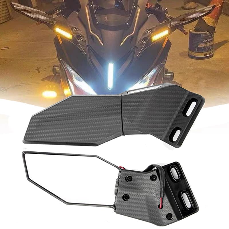 Espelho Retrovisor De Motocicleta De Uso Geral Com Luz Indicadora Asa Fixa Modificado Para Kawasaki NINJA400