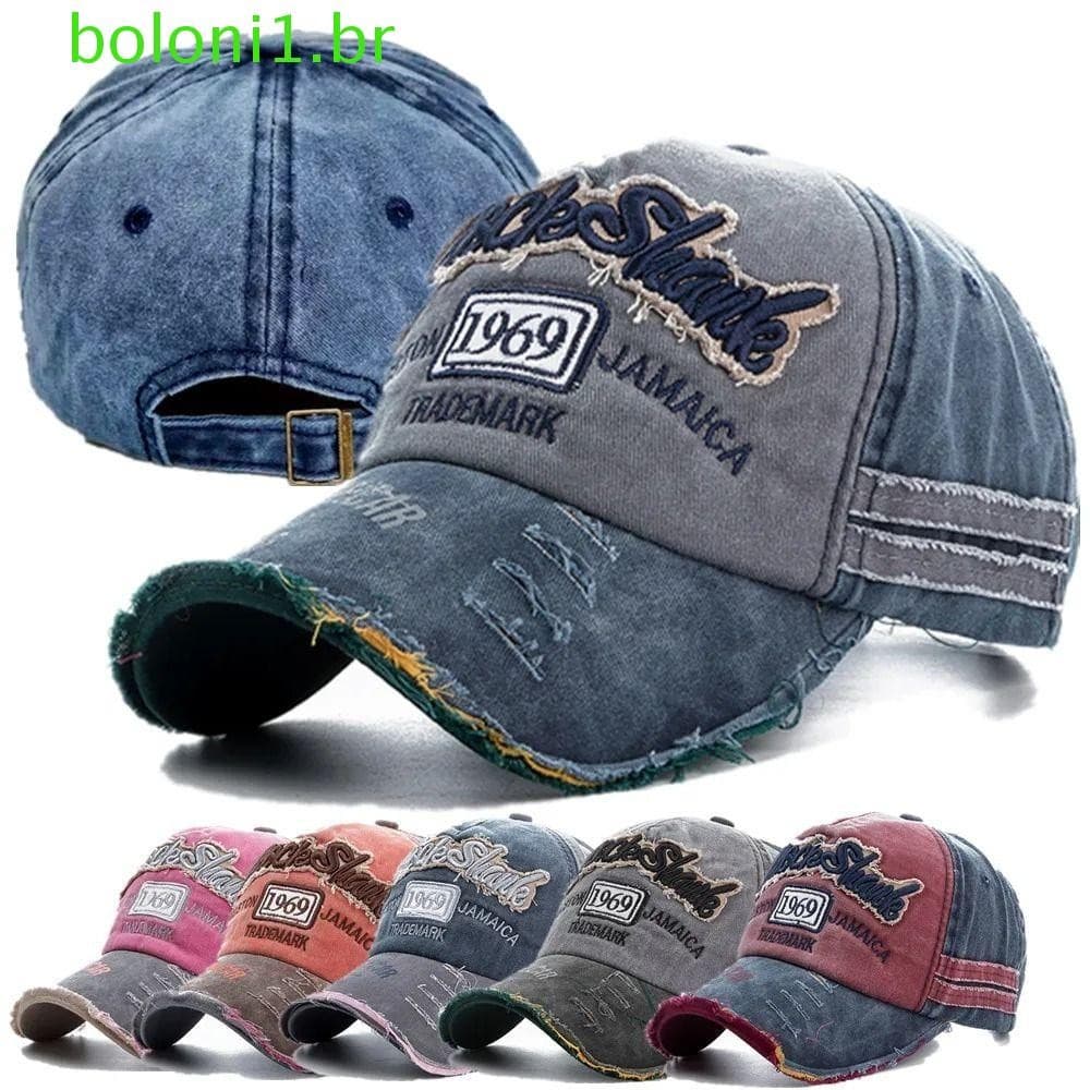 Chapéu Snapback BOLONI , Boné De Beisebol Com Letras Vintage Jeans Lavado , Chapéus Casuais Ajustáveis De 1969 Hip Hop